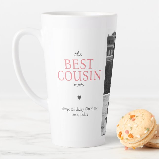 Bester Cousin je Zitat Personalisierte FotoCollage Milchtasse (Beispiel)