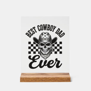 Bester Cowboy-Vater-Totenkopf-Western-Shirt-Design Acrylschild