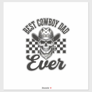 Bester Cowboy-Vater-Totenkopf-Western-Shirt-Design Aufkleber