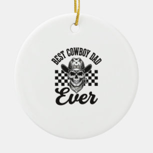 Bester Cowboy-Vater-Totenkopf-Western-Shirt-Design Keramik Ornament