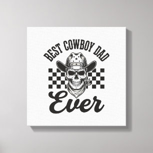 Bester Cowboy-Vater-Totenkopf-Western-Shirt-Design Leinwanddruck