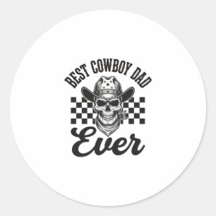 Bester Cowboy-Vater-Totenkopf-Western-Shirt-Design Runder Aufkleber