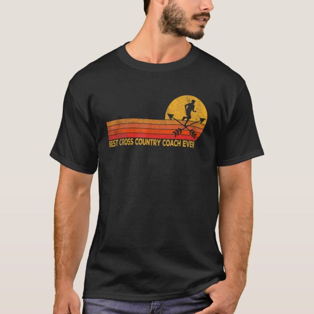 Bester Cross Country Coach je mit Coach Retro T-Shirt (Vorderseite)