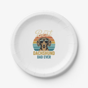 Bester Dachshund-Vater Aller Zeiten Vintage-Hund-S Pappteller