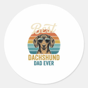Bester Dachshund-Vater Aller Zeiten Vintage-Hund-S Runder Aufkleber