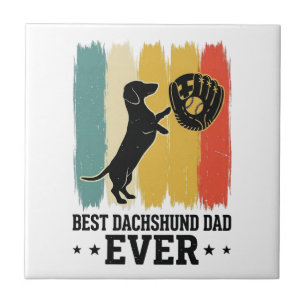 Bester Dachshund-Vater überhaupt Vintage-Baseball- Fliese