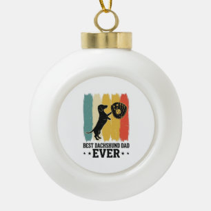 Bester Dachshund-Vater überhaupt Vintage-Baseball- Keramik Kugel-Ornament