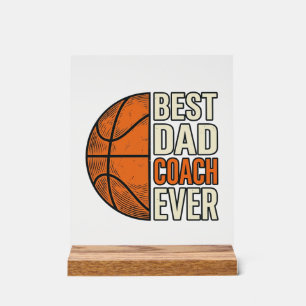 Bester Dad Coach Ever Basketball Vintage Vektor De Acrylschild