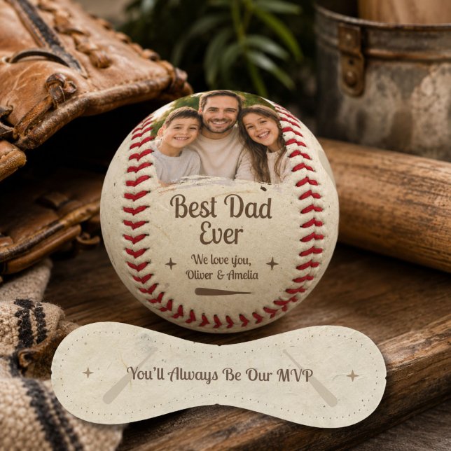 Bester Dad Ever MVP Foto-Andenken-Geschenk Baseball (Von Creator hochgeladen)