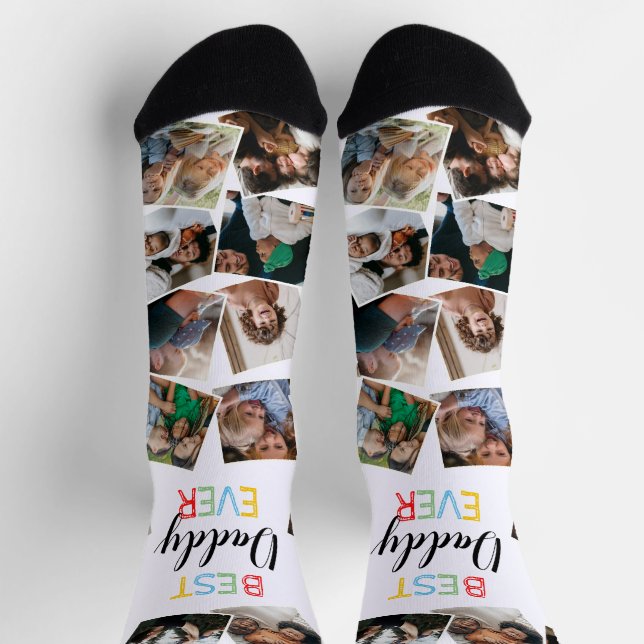 Bester Daddy je Fun Foto Collage Socken (Oben)