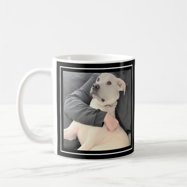 Bester Daddy Niedlicher Welpenhund wird umarmt Fot Kaffeetasse (Links)