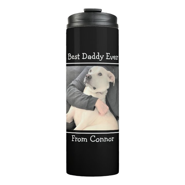 Bester Daddy Niedlicher Welpenhund wird umarmt Fot Thermosbecher (Vorderseite)