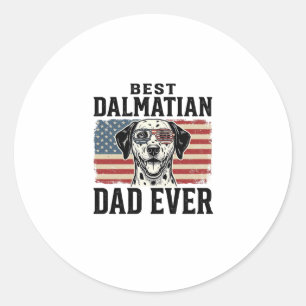 Bester Dalmatiner-Vater Aller Patrioten Hund-Shirt Runder Aufkleber