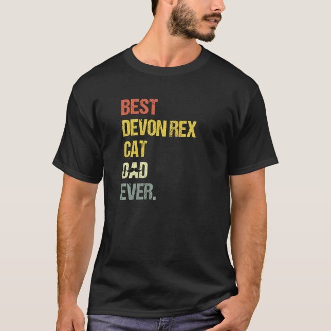 Bester Devon Rex Kater Papa Katze T-Shirt (Vorderseite)
