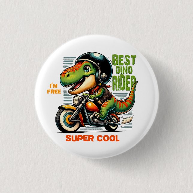 Bester Dino-Fahrer super cool Button (Vorderseite)