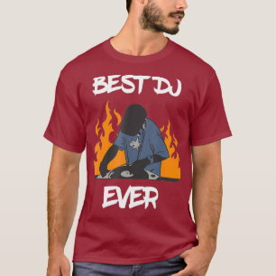 Bester DJ Ever Hip Hop Plattenspieler und Flammen T-Shirt