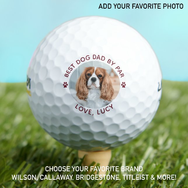 Bester DOG-VATER Par Personalisiert Paw Print Foto Golfball (Von Creator hochgeladen)