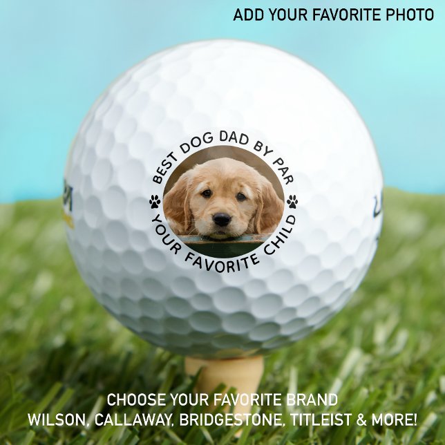 Bester DOG-VATER per Par Paw Print Custom Foto Golfball (Von Creator hochgeladen)