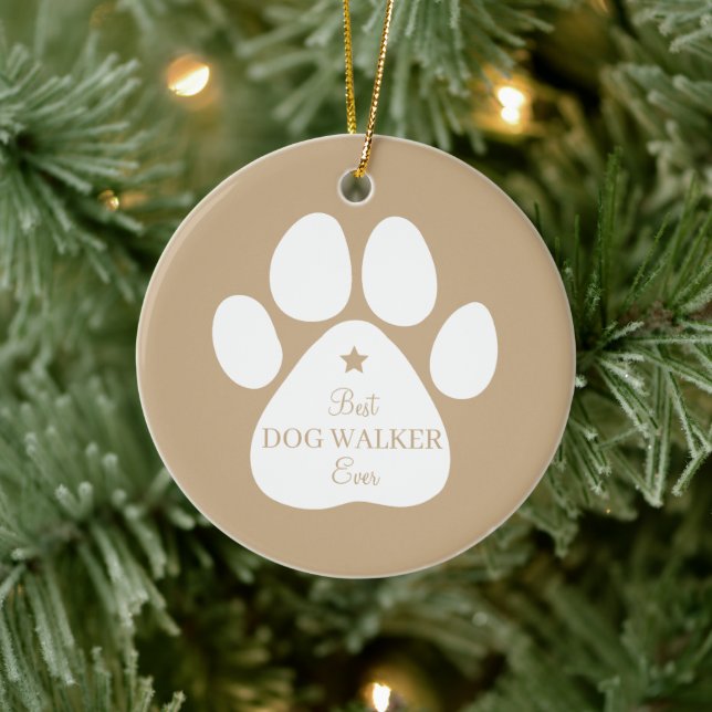 Bester Dog Walker je, Päw Print Keramik Ornament (Baum)