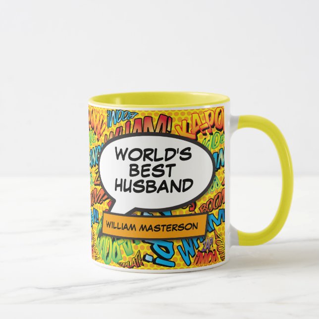 Bester Ehemann der Welt Cool Lustiges Comicbuch Tasse (Rechts)