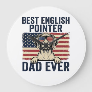 Bester English-Pointer-Vater jemals Patriotischer Große Wanduhr