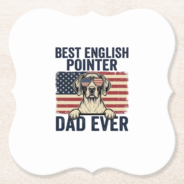 Bester English-Pointer-Vater jemals Patriotischer  Untersetzer (Vorderseite)