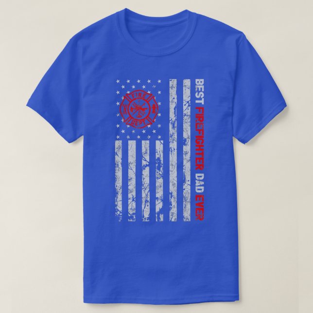 Bester Firefighter-Vater je amerikanische Flagge F T-Shirt (Design vorne)