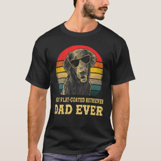Bester flacher Retriever Vater je Hund Retro Vin T-Shirt
