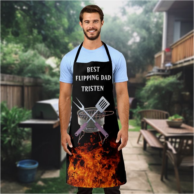 Bester Flipping Dad Flammen Name Monogramm Grill B Schürze (Von Creator hochgeladen)
