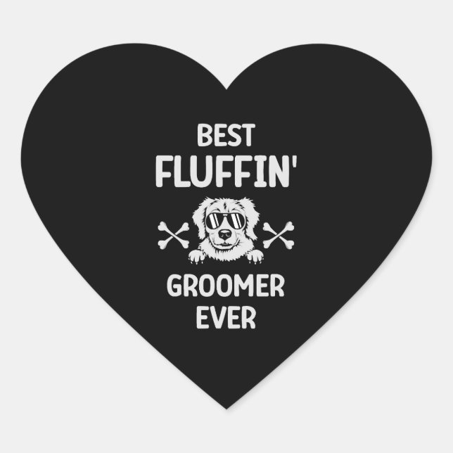 Bester Fluffin' Groomer Ever Fur Künstler Dog Groo Herz-Aufkleber (Vorderseite)