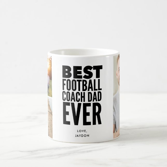 Bester Football Coach Vater je Foto Collage  Kaffeetasse (Mittel)