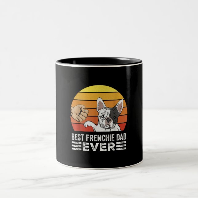 Bester französischer Vater je Daddy French Bulldog Zweifarbige Tasse (Mittel)