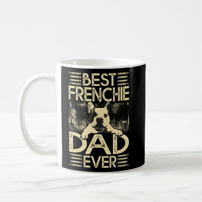 Bester französischer Vater je Funny Dog Lover Retr Kaffeetasse (Links)