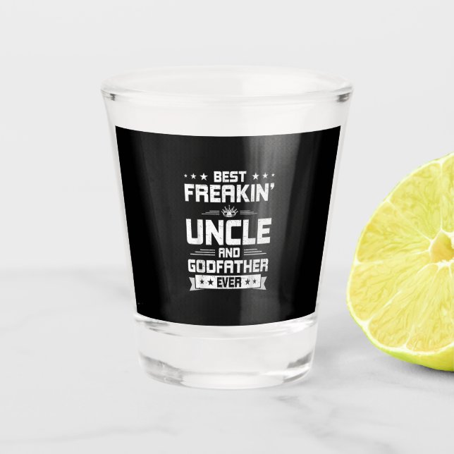 Bester Freakin Onkel und Godvater | Familiengesche Schnapsglas (Vorderseite)