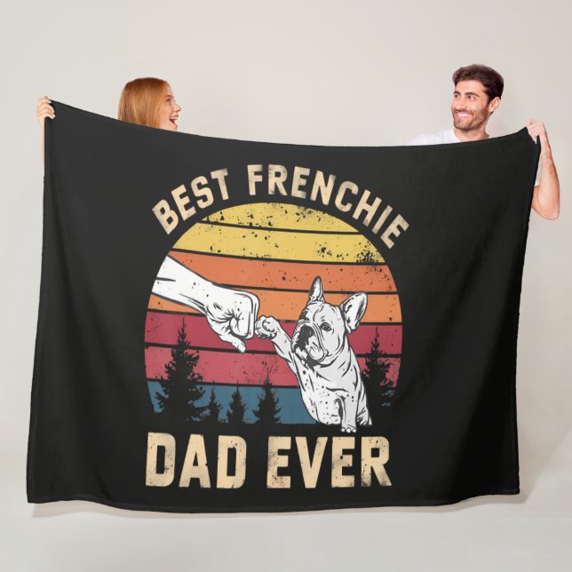 Bester Frenchie-Vater Aller Zeiten Retro Fleecedecke (Beispiel)