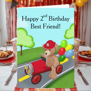 Bester Freund 2. Geburtstag Teddybär Feuerwehrwage Karte