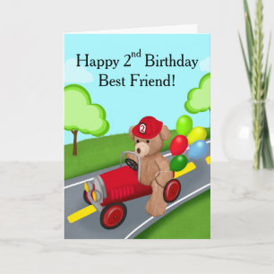 Bester Freund 2. Geburtstag Teddybär Feuerwehrwage Karte