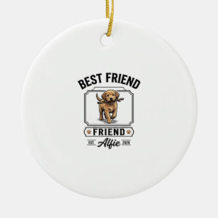 Bester Freund Alfie Vintage-Hundefreund-Design_1 Keramik Ornament