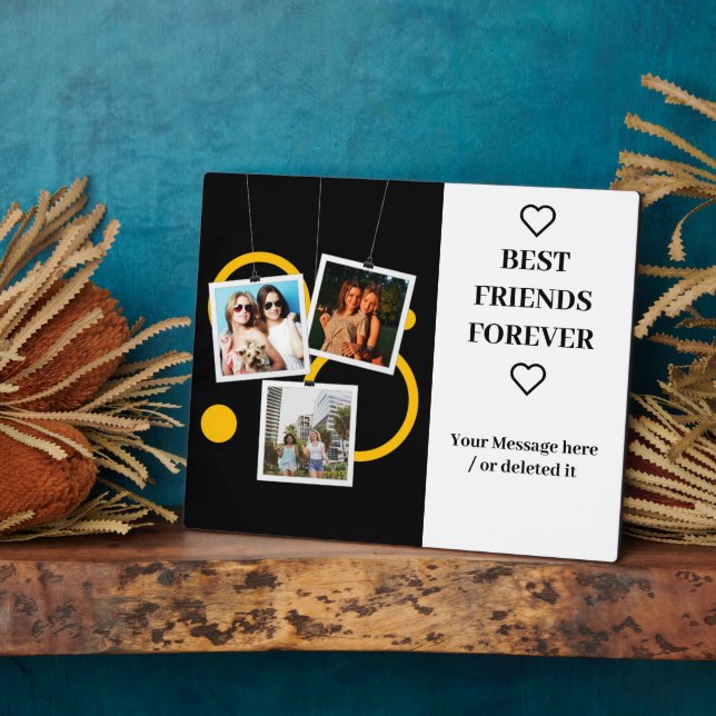 Bester Freund für immer, personalisiert 3 FotoColl Fotoplatte (Seite)