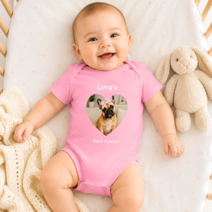 Bester Freund Hund Foto Herz Rosa Mädchen Baby Strampler