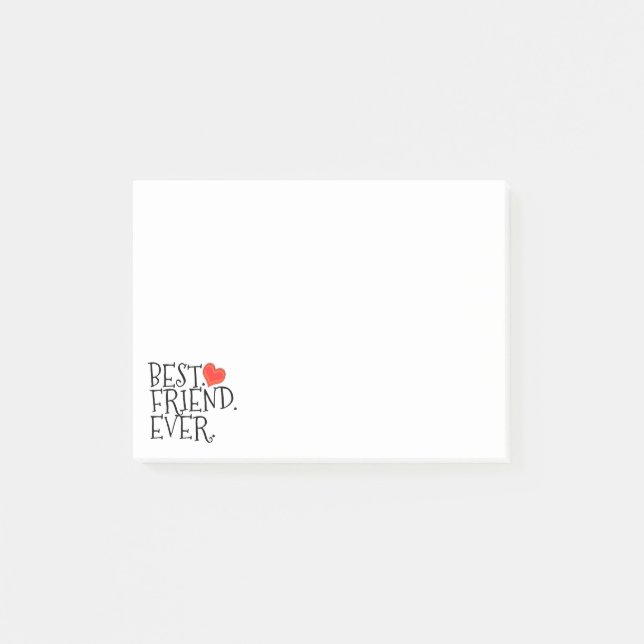Bester Freund je Freundschaft Herztypografie Post-it Klebezettel (Vorderseite)