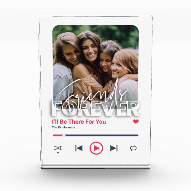 Bester Freund Personalisiert Song Glas Cover Fotoblock (Vorderseite)