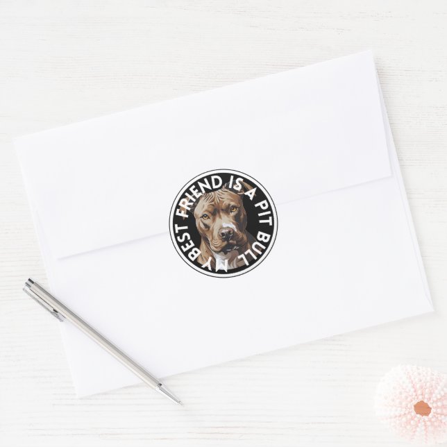 Bester Freund Pit Bull Terrier Runder Aufkleber (Umschlag)