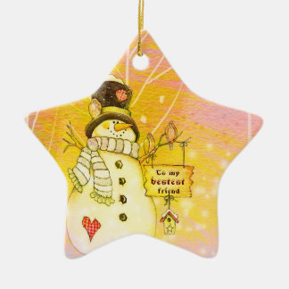 Bester Freund-Schneemann-Stern-Verzierung Keramikornament