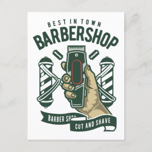 Bester Friseursalon Vintage-Logo-Leinwand Postkarte