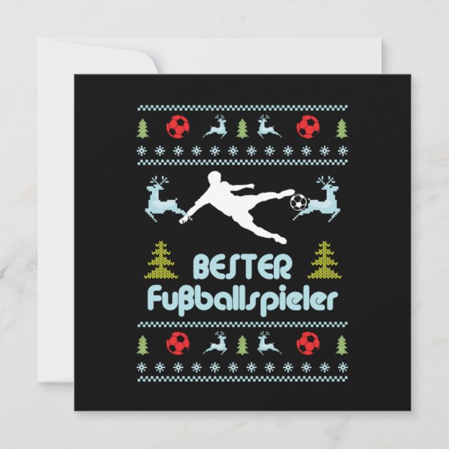 Bester Fuballspieler Ugly Sweater Christmas Gift Einladung (Vorderseite)