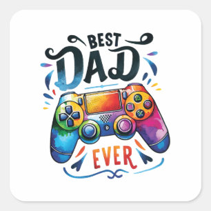 Bester Gamer-Vater je Quadratischer Aufkleber