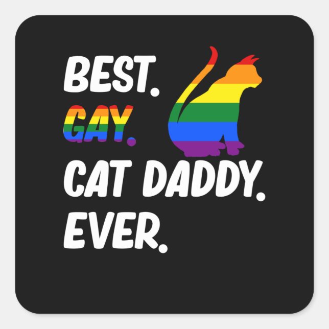 Bester Gay Cat Vater je Katze Tierbesitzer Quadratischer Aufkleber (Vorderseite)