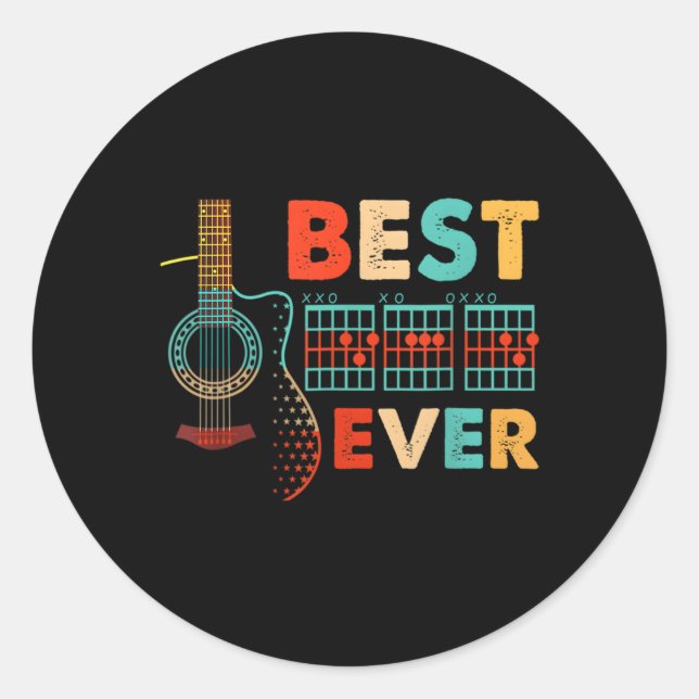 Bester Gitarrenspieler Vater je Musikakkorde Vater Runder Aufkleber (Vorderseite)