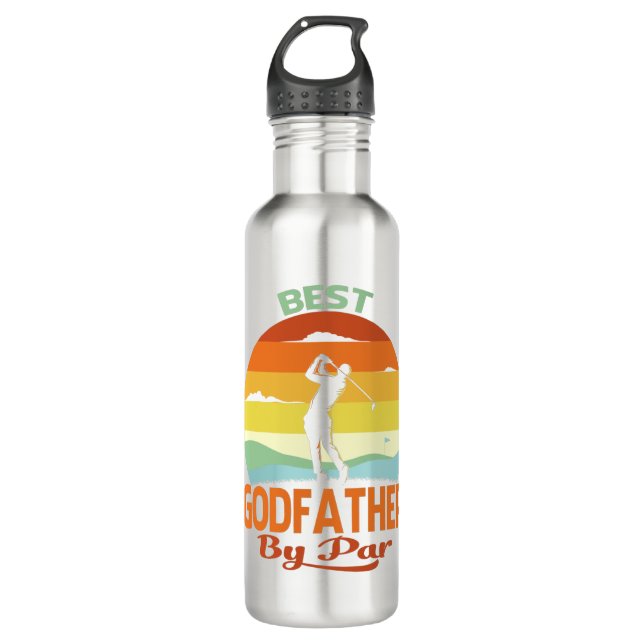 Bester Godvater Par Vater's Day Golf Shirt Geschen Edelstahlflasche (Vorderseite)